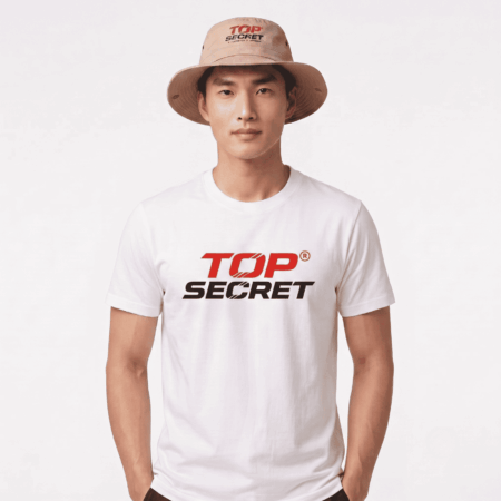 เสื้อยืดสตรีทสีขาว Top Secret โลโก้แดง-ดำ สายแต่งรถ JDM & Outdoor ต้องมี!