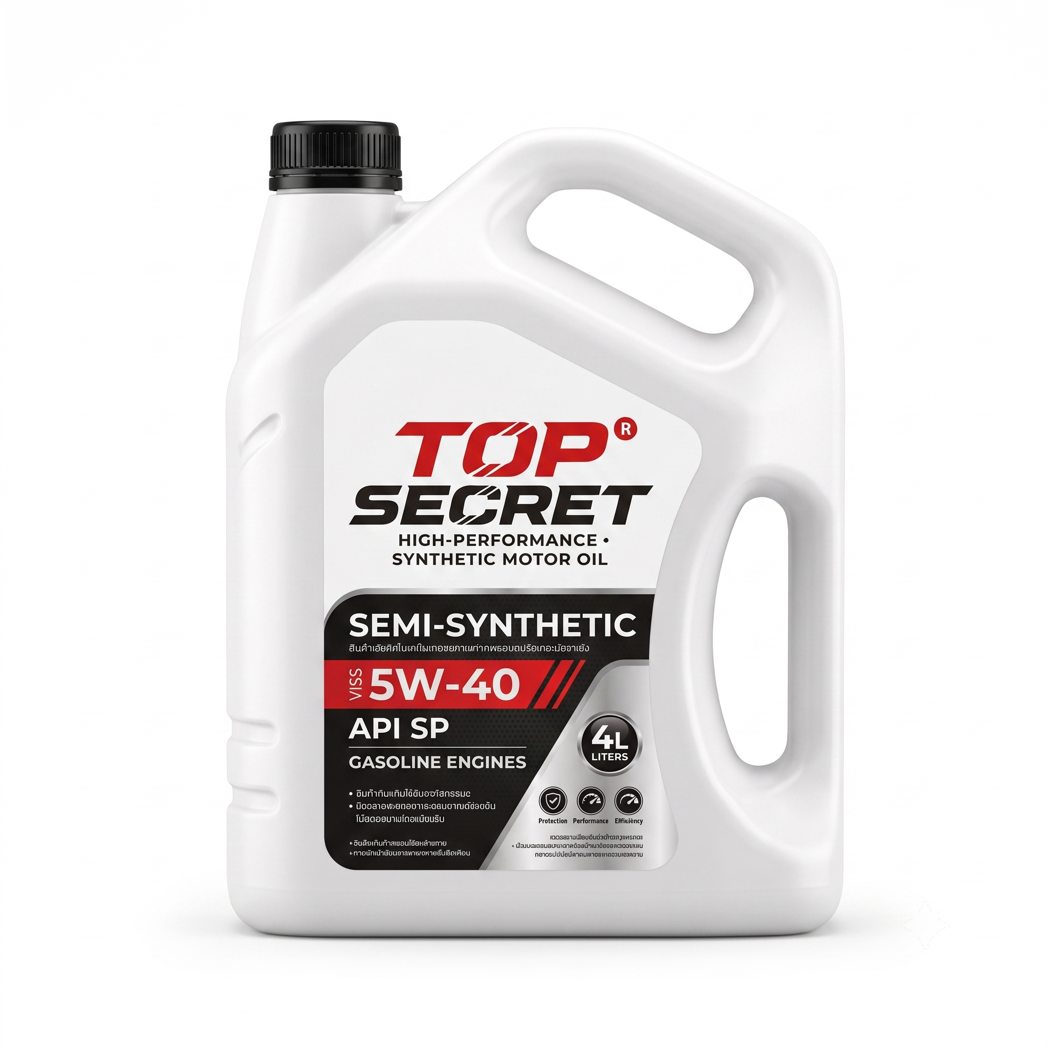  TOP SECRET 5w-40 Semi-Synthetic สำหรับเครื่องยนต์เบนซิน